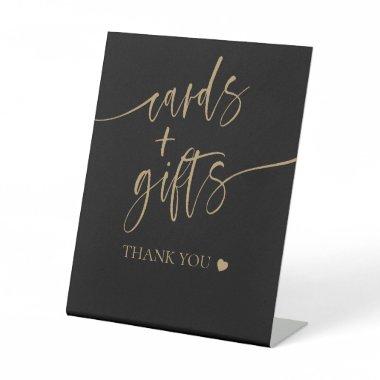 Modern Black & Gold Script  & Gifts Pedestal Sign