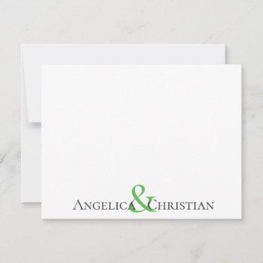 Modern Black Kelly Green Stripes Couple Stationery Note Invitations