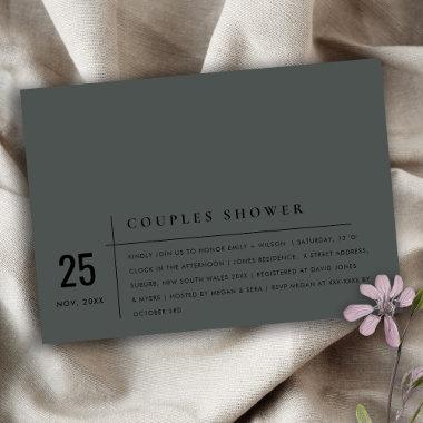 Modern Black on Black Typography Couples Shower Invitations