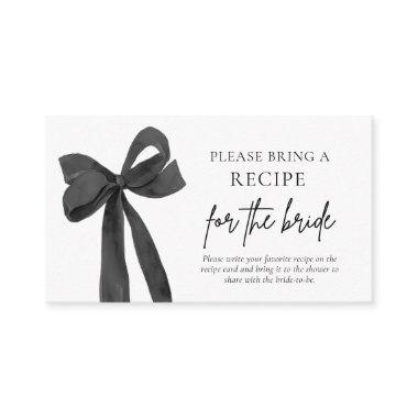 Modern Black Pink Bow Please Bring A Recipe Enclosure
