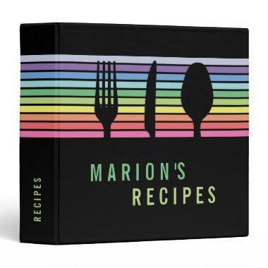 Modern Black Rainbow Cooking Recipe Book Binder