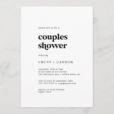 Modern Black Typography Couples Shower Invitations