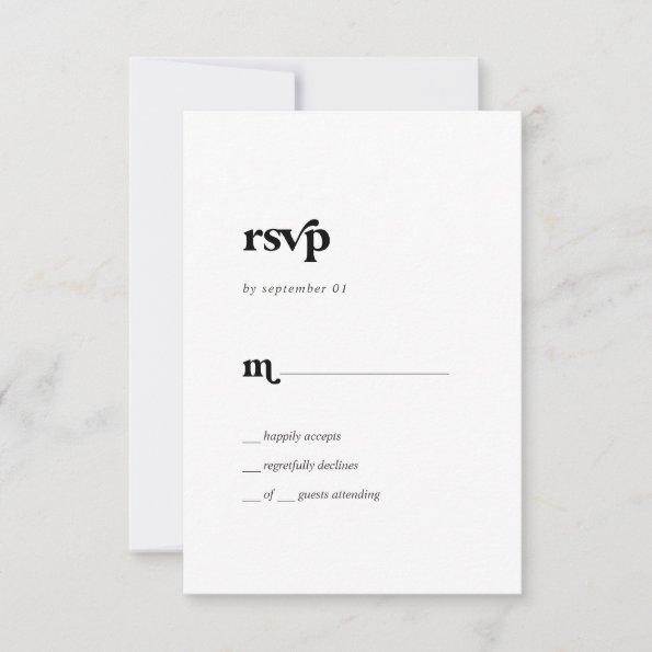 Modern Black Typography Simple RSVP Card