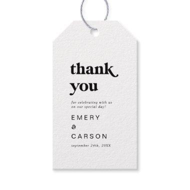 Modern Black Typography Thank You Favor Gift Tags
