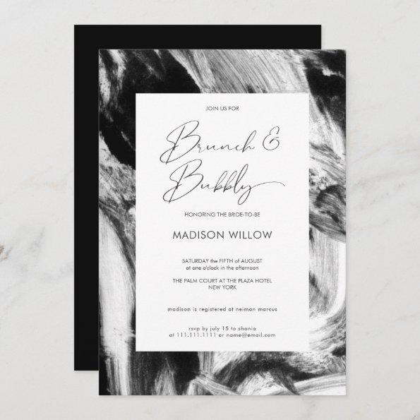 Modern Black White Brunch Bubbly Bridal Shower Invitations