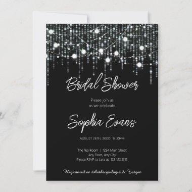 Modern Black & White Hanging Lights Bridal Shower Invitations