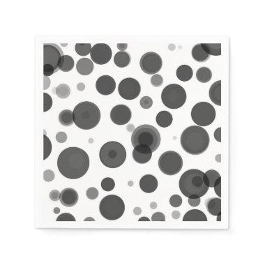 Modern Black White Polka Dot Bubbles Party Napkins
