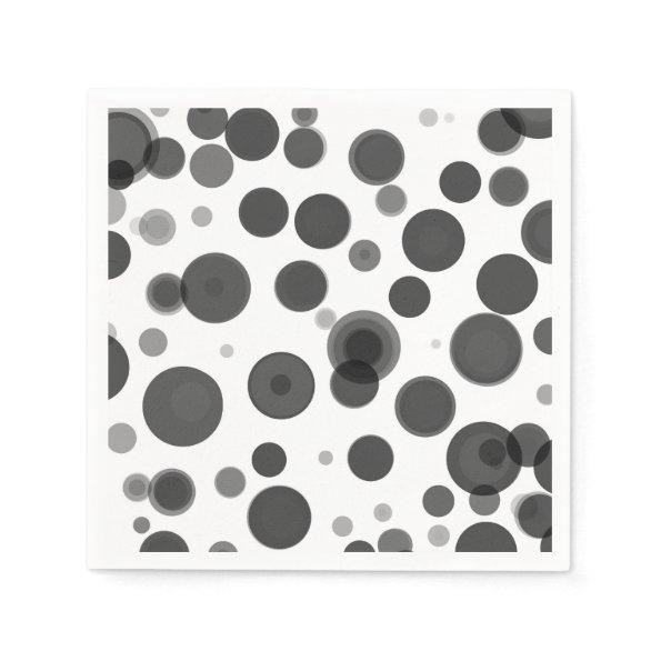 Modern Black White Polka Dot Bubbles Party Napkins