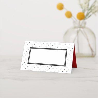 Modern Black White Polka Dot with Red Place Invitations