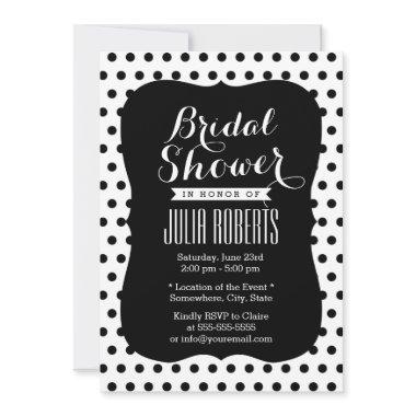 Modern Black & White Polka Dots Bridal Shower Invitations