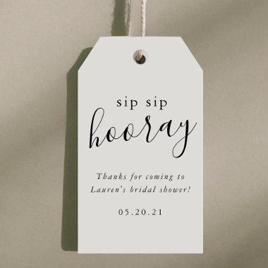 Modern Black White Sip Sip Hooray  Gift Tags