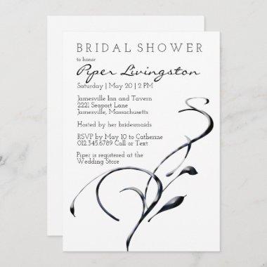 Modern Black White Swirl Bridal Shower Invitations
