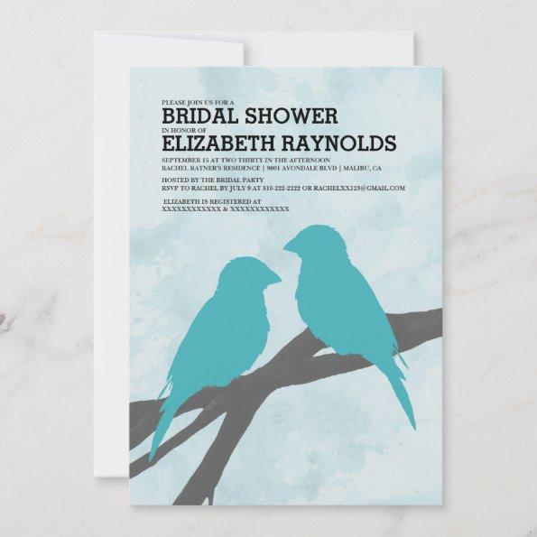 Modern Blue Bird Bridal Shower Invitations