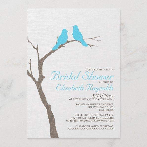 Modern Blue Birds Bridal Shower Invitations