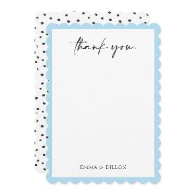 Modern Blue Border Couples Wedding Thank You Invitations