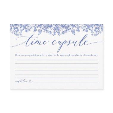 Modern Blue Floral Bridal Shower Time Capsule Invitations