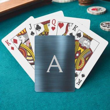 Modern Blue Foil Stainless Steel Monogram Poker