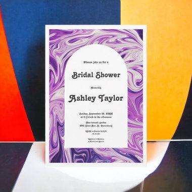 Modern Blue Galaxy Abstract Art Bridal Shower Invitations