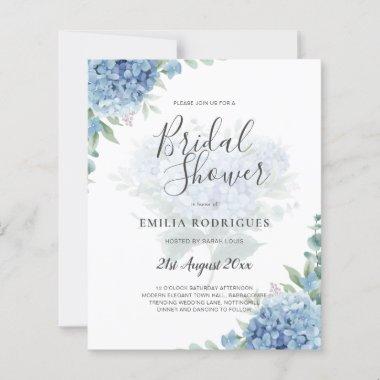 Modern Blue Hydrangea PHOTO Bridal Shower Invites