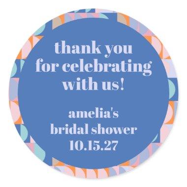 Modern Blue Purple Custom  Thank You Classic Round Sticker