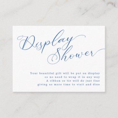 Modern Blue Script Bridal Shower Display Shower Enclosure Invitations