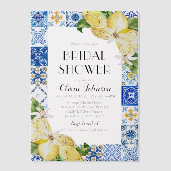 Modern Blue Tiles Lemon Italian  Vellum