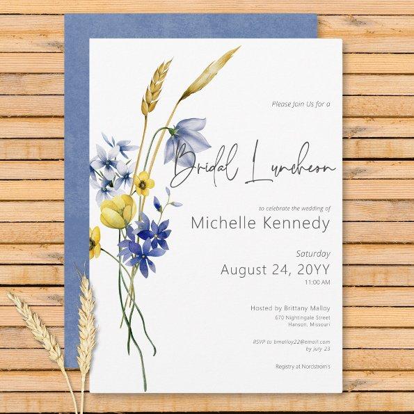 Modern Blue & Yellow Wildflowers Bridal Luncheon