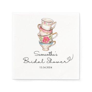 Modern Blush and White Tea Party  Napkins