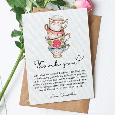 Modern Blush and White Tea Party Bridal Shower Thank You Invitations