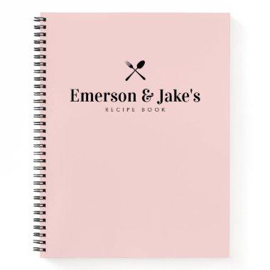 Modern Blush Couples Engagement Gift Blank Recipe Notebook