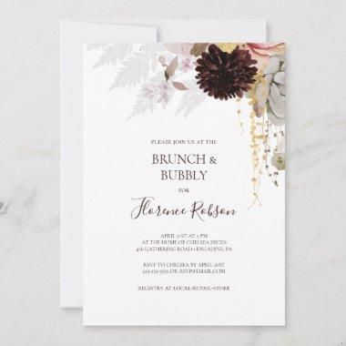 Modern Blush Floral | Brunch and Bubbly Shower Invitations