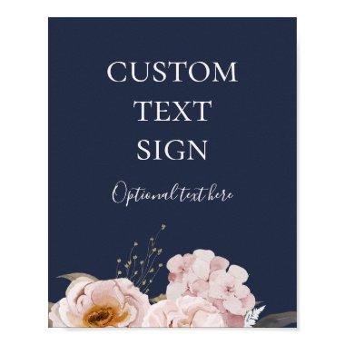 Modern Blush Floral | Navy  and Gifts Custom Poster