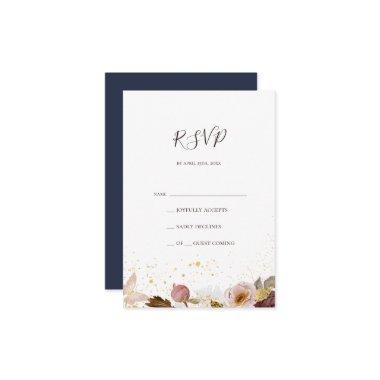 Modern Blush Floral | Navy RSVP Card