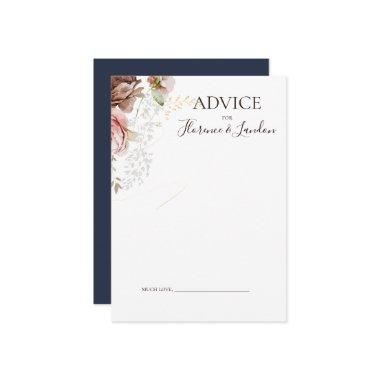 Modern Blush Floral | Navy Wedding Advice Card