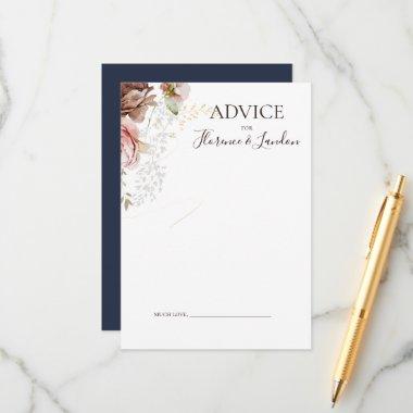 Modern Blush Floral | Navy Wedding Advice Card