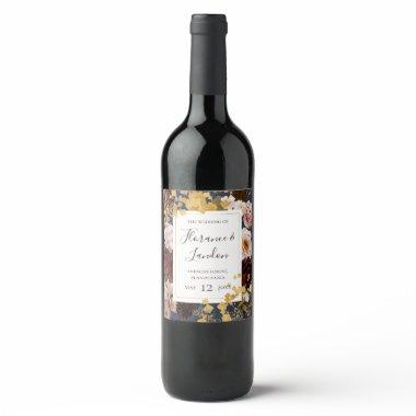 Modern Blush Floral | Navy Wedding Wine Label