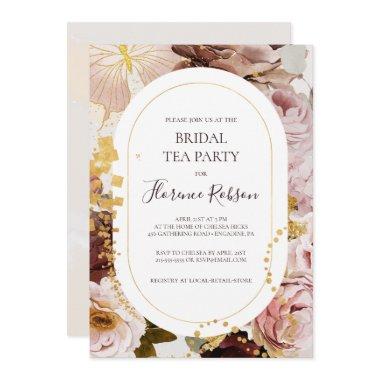 Modern Blush Floral Watercolor Bridal Tea Party Invitations