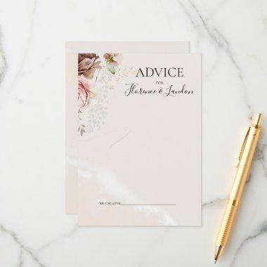 Modern Blush Floral | Watercolor Wedding Advice Card