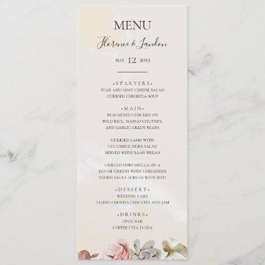 Modern Blush Floral | Watercolor Wedding Dinner Menu