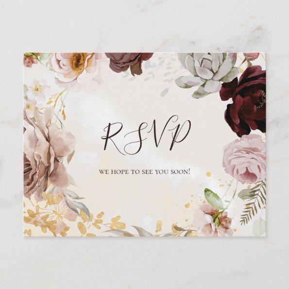 Modern Blush Floral | Watercolor Wedding RSVP PostInvitations