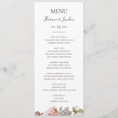 Modern Blush Floral | Wedding Dinner Menu