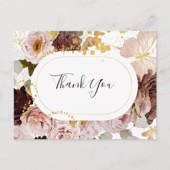 Modern Blush Floral | Wedding Thank You PostInvitations