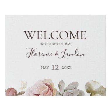 Modern Blush Floral | Welcome Faux Canvas Print