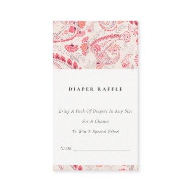 Modern Blush Paisley Diaper Raffle Baby Shower Enclosure Invitations