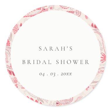 Modern Blush Paisley Typography  Classic Round Sticker