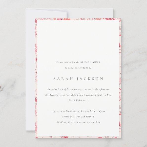 Modern Blush Paisley Typography Bridal Shower Invitations