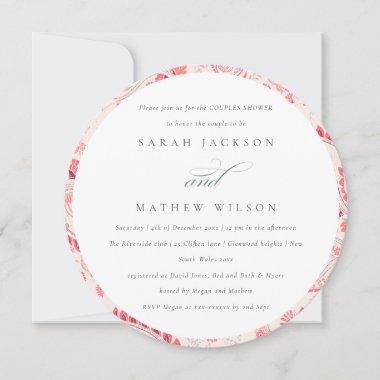 Modern Blush Paisley Typography Couples Shower Invitations