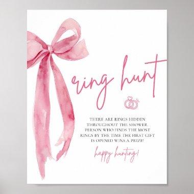 Modern Blush Pink Bow Ring Hunt Game Bridal Shower Poster