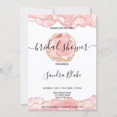 Modern Blush Pink Bridal Shower Invitations
