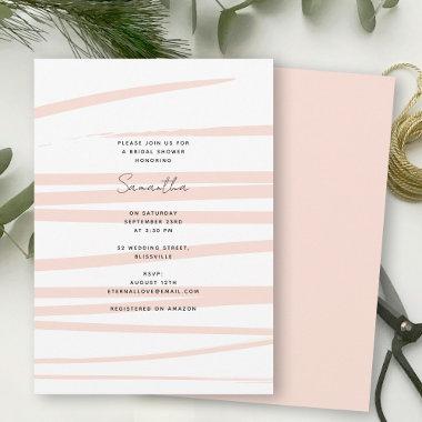 Modern Blush Pink Lines Abstract Art